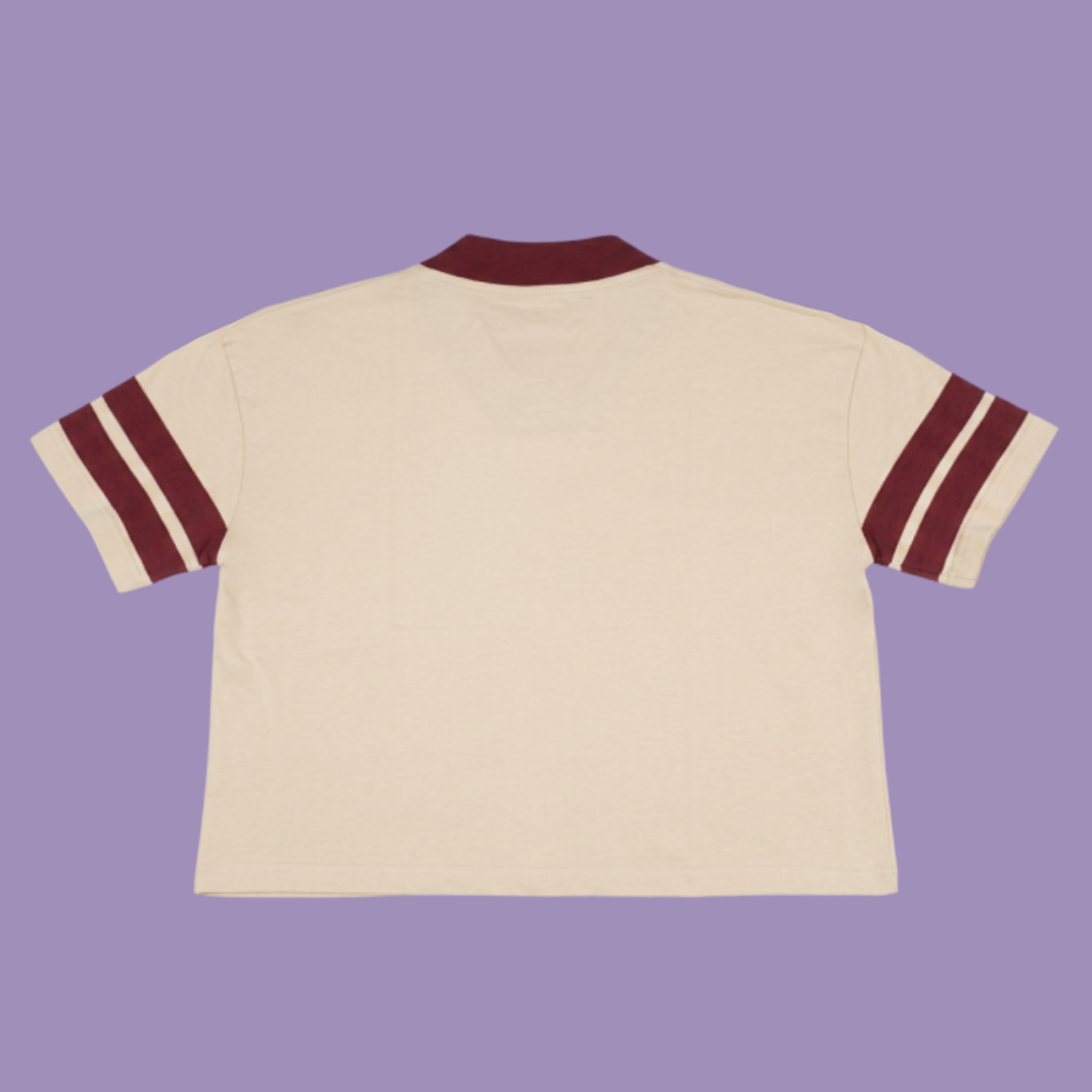Human Plan 2 Stripe Boxy Relax Tee Khaki Maroon