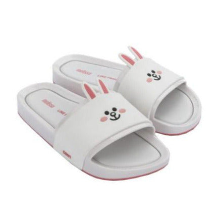 Melissa Beach Slide + Line And Friends AD White Pink