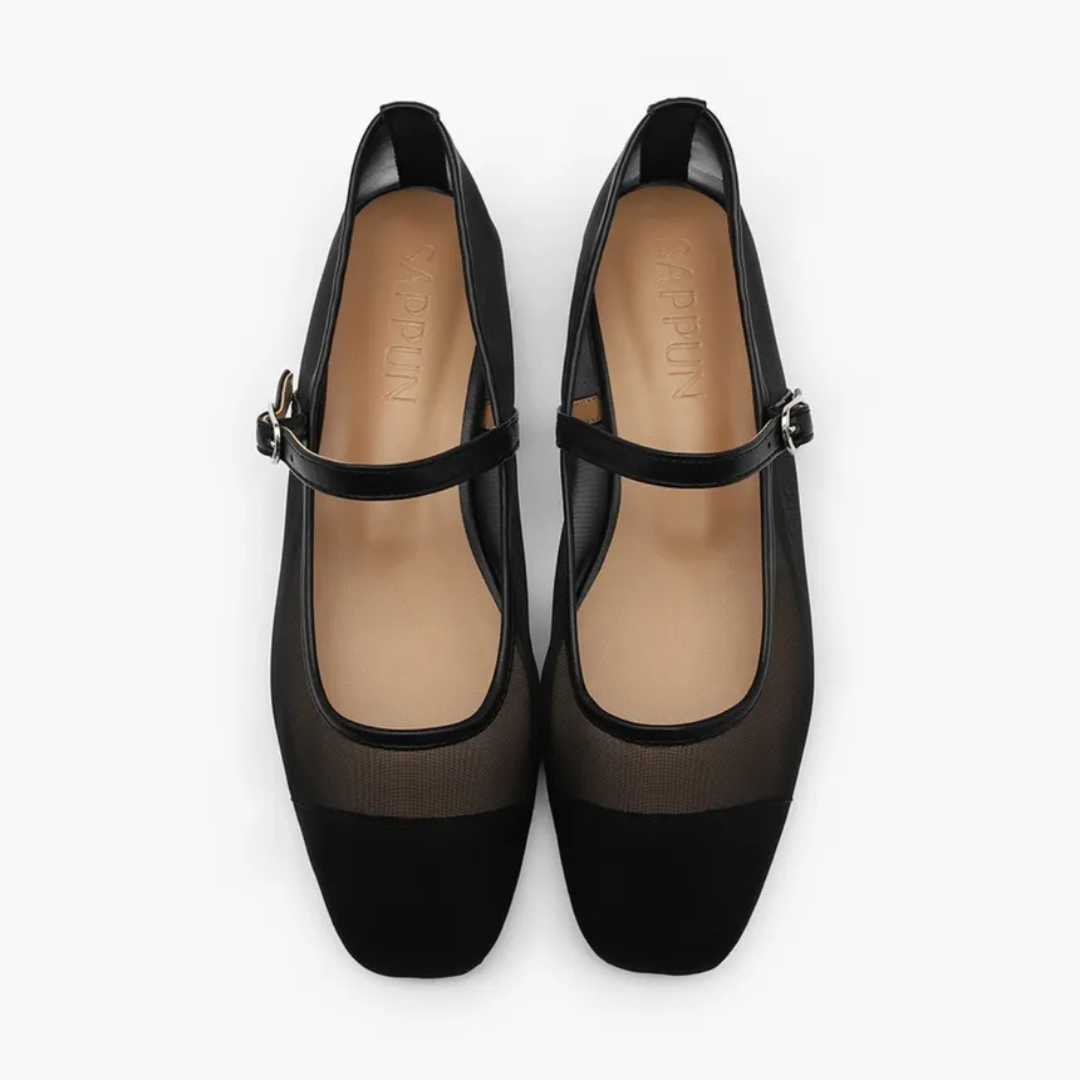 Sappun Maniel Mesh Maryjane Flats (1cm)