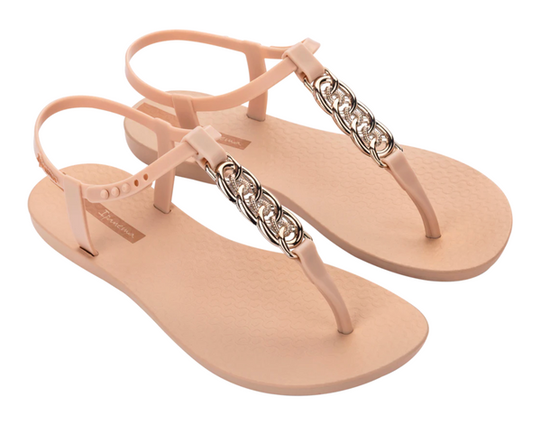 Ipanema Class Chain Sandal Fem Beige/Gold