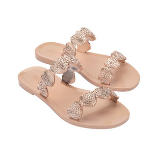 Sandal Slip On Wanita Melissa Flame Ad Beige