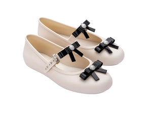 Melissa Soft Ballerina Bow Ad Beige Black