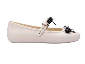 Melissa Soft Ballerina Bow Ad Beige Black