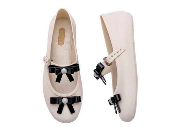 Melissa Soft Ballerina Bow Ad Beige Black