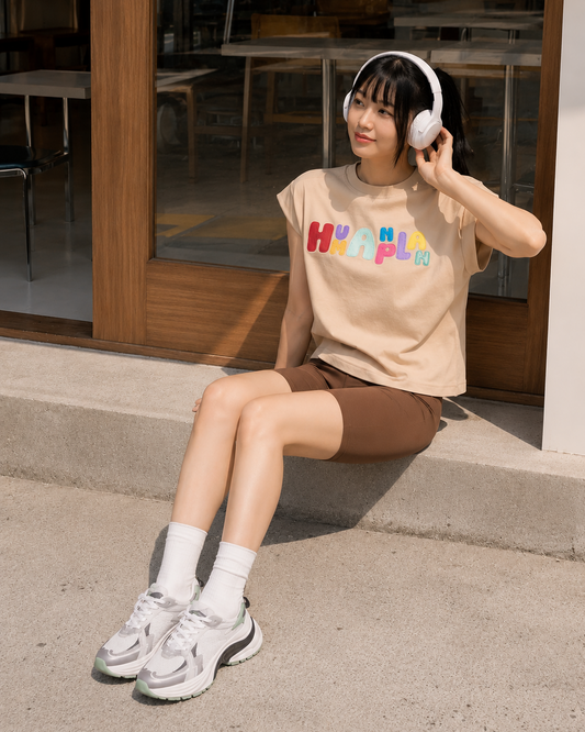 Human Plan Big Letter Boxy Relax Tee Khaki