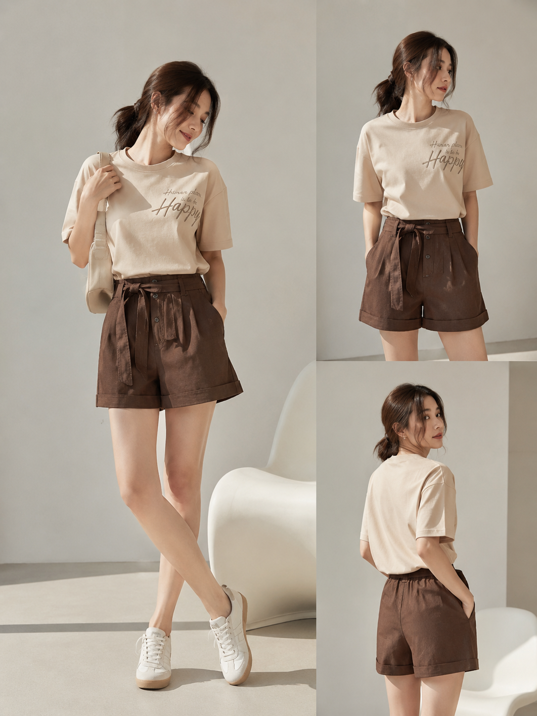 Human Plan To Be Happy Boxy Relax Tee Khaki