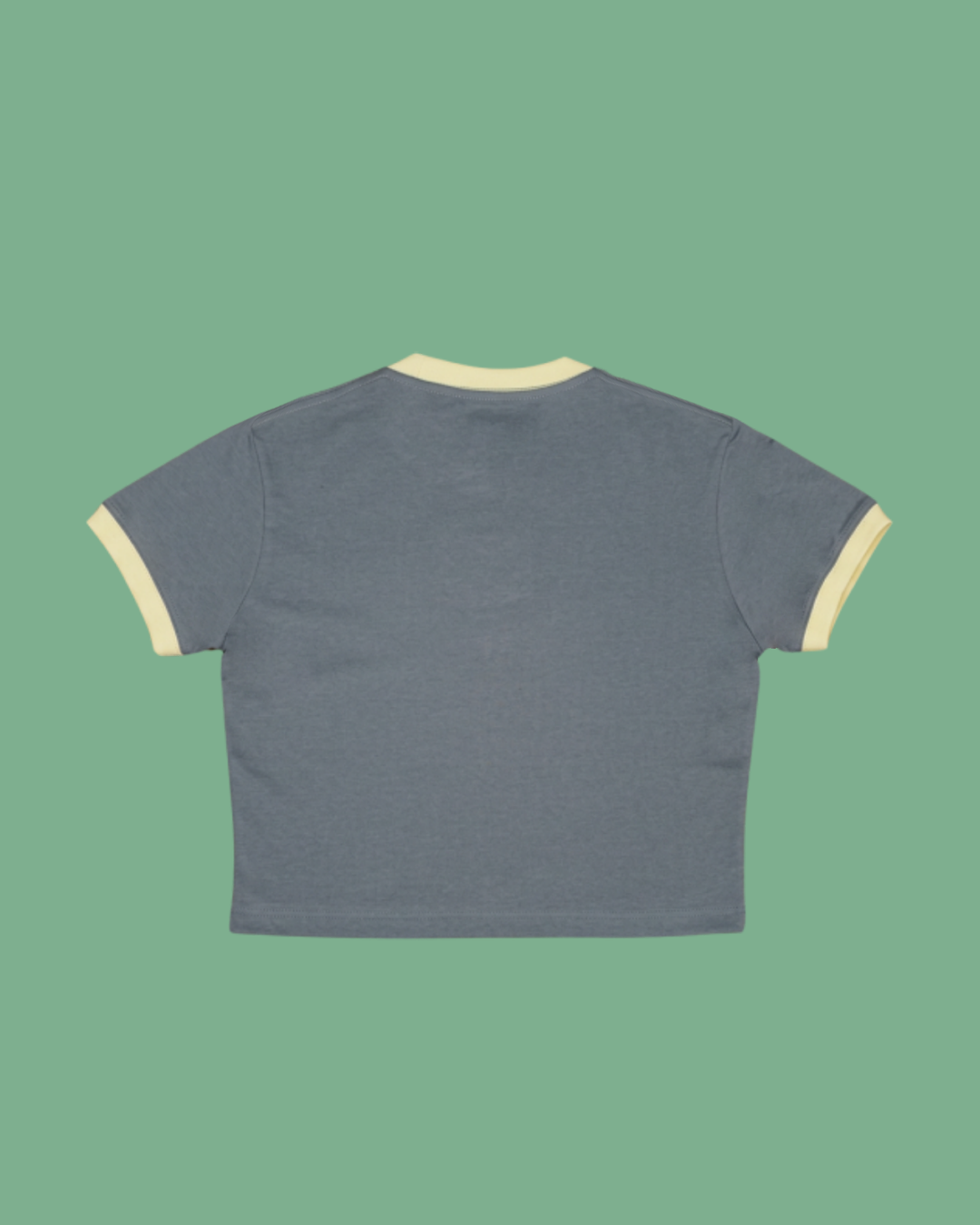 Human Plan Friendship Chest Fitted Crop Tee Grey Yellow