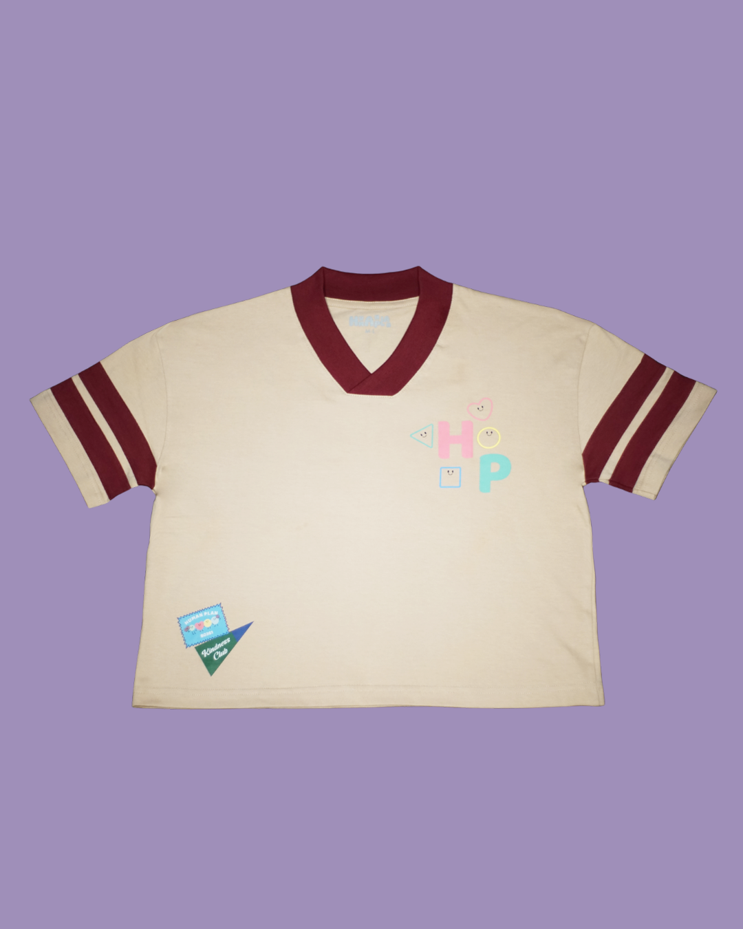 Human Plan 2 Stripe Boxy Relax Tee Khaki Maroon