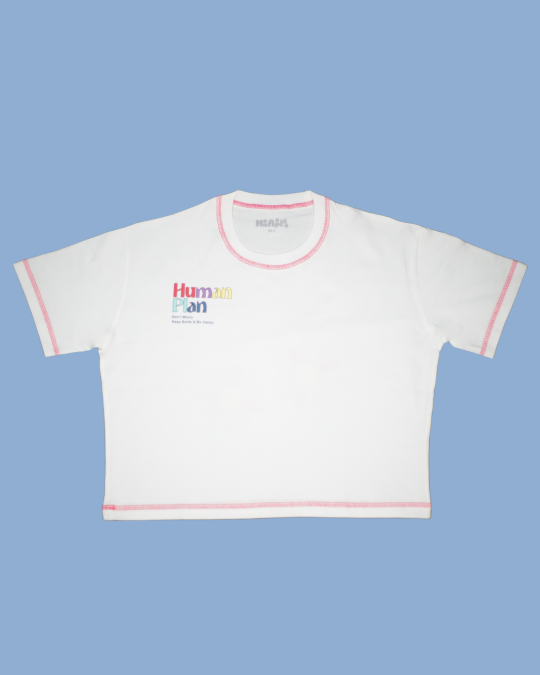 Human Plan Flower Back Boxy Crop Tee White